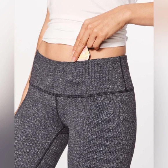 Lululemon Wunder Under Low-Rise Tight 28" Luon Variegated Knit Black Heathered 6 - Picture 4 of 13